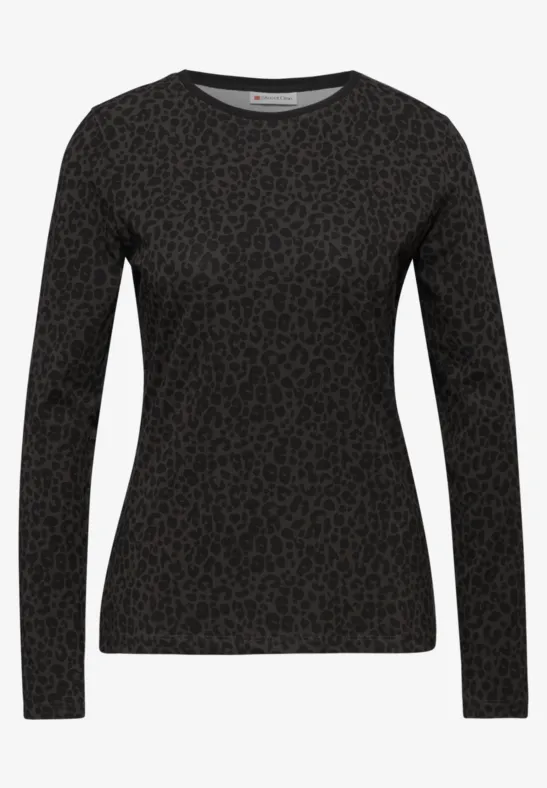 Jersey-Shirt im Leo-Look darkest brown