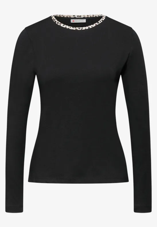 Jersey-Shirt mit Leo-Detail Black
