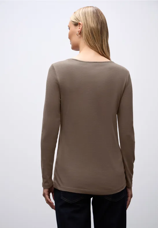 Basic Langarmshirt silk brown