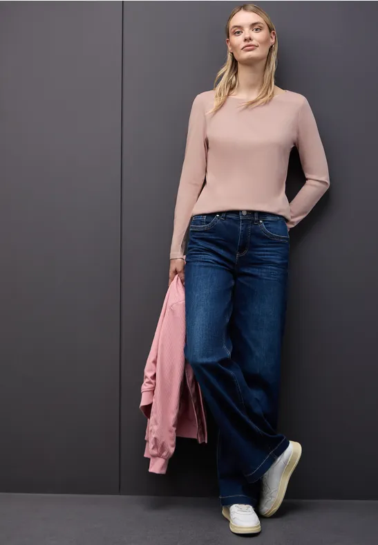 Basic shirt met lange mouwen faded rose