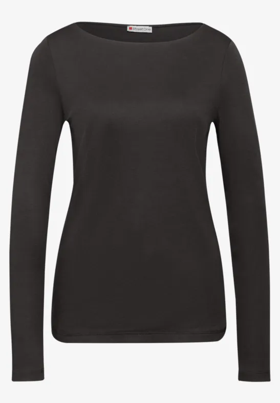 Basic shirt met lange mouwen darkest brown