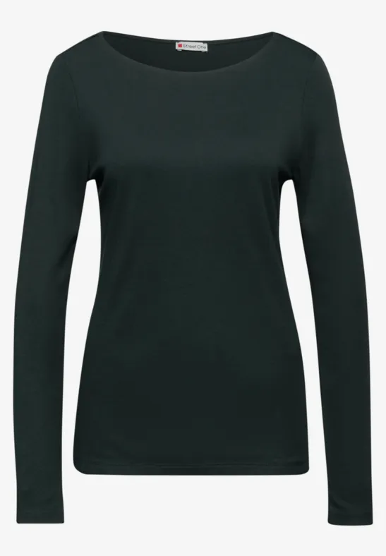 Basic Langarmshirt evernight green