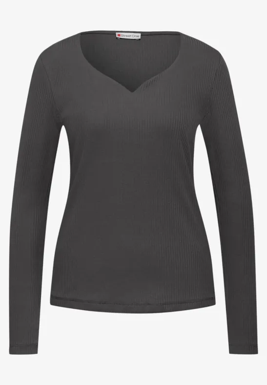 Shirt mit Herzausschnitt lead grey