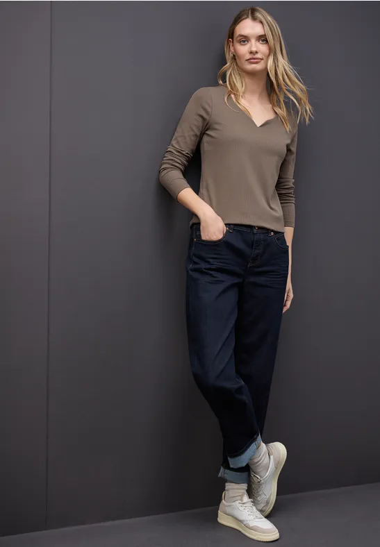 Shirt mit Herzausschnitt silk brown