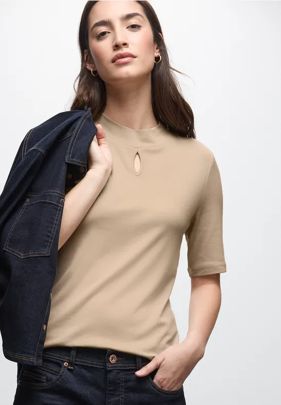 Shirt mit Cut-Out Detail sanded beige