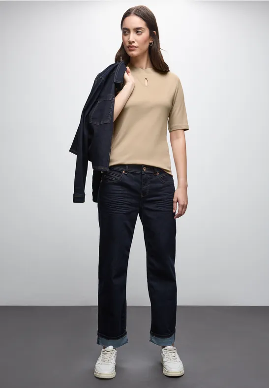Shirt mit Cut-Out Detail sanded beige