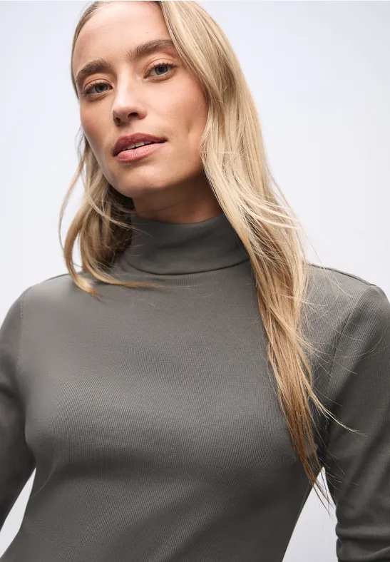 Basic Rollkragenshirt gravel grey