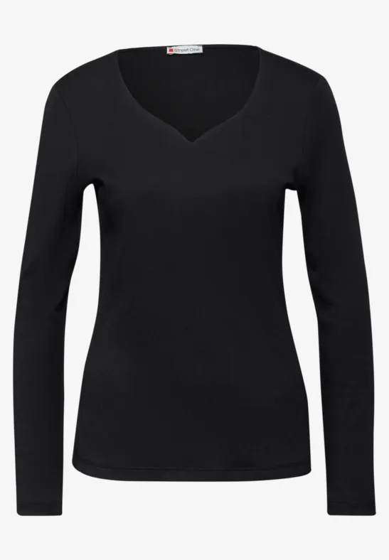 Shirt mit Herzausschnitt Black