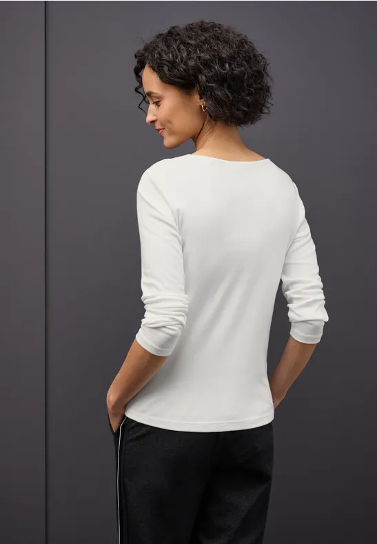 Shirt met hartvormige halslijn off white