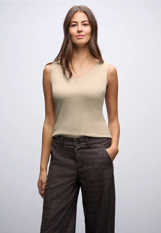 Top mit Knopfdetail cotton beige