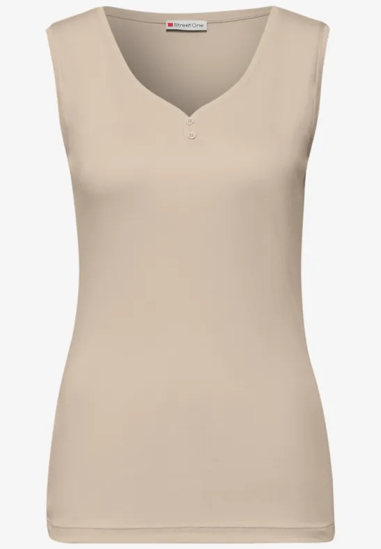 Top mit Knopfdetail cotton beige