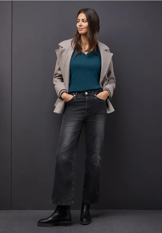 Top mit Knopfdetail tide blue