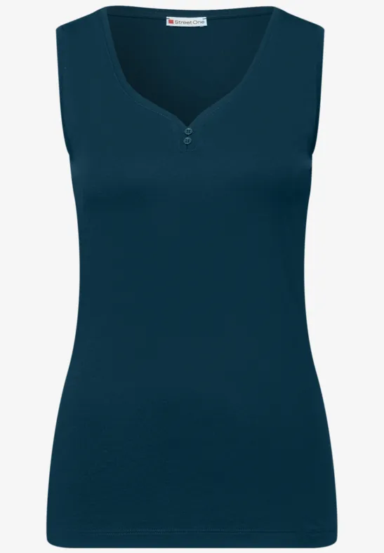 Top mit Knopfdetail tide blue