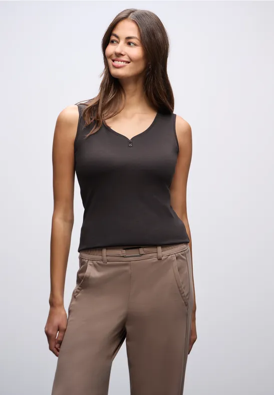 Top met knoopdetail darkest brown