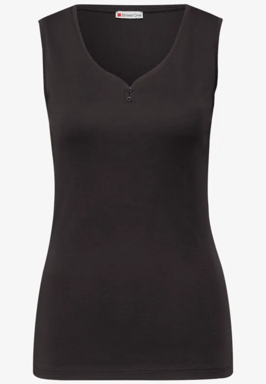 Top met knoopdetail darkest brown