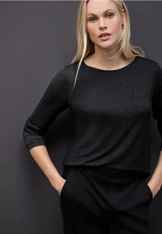 T-shirt en maille scintillante Black