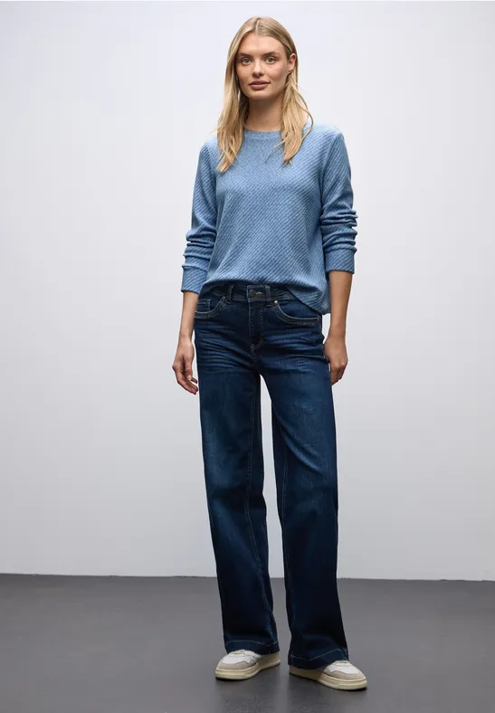 Strukturshirt frosted blue mel.