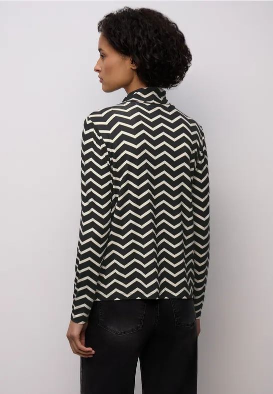 Gemustertes Rollkragenshirt Black