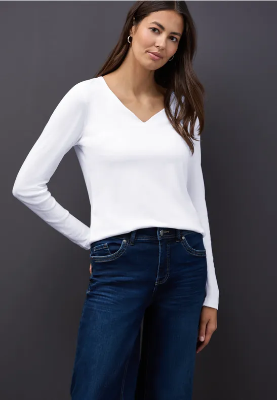 Shirt mit Herzausschnitt White