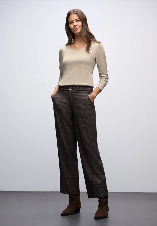 Shirt mit Herzausschnitt cotton beige