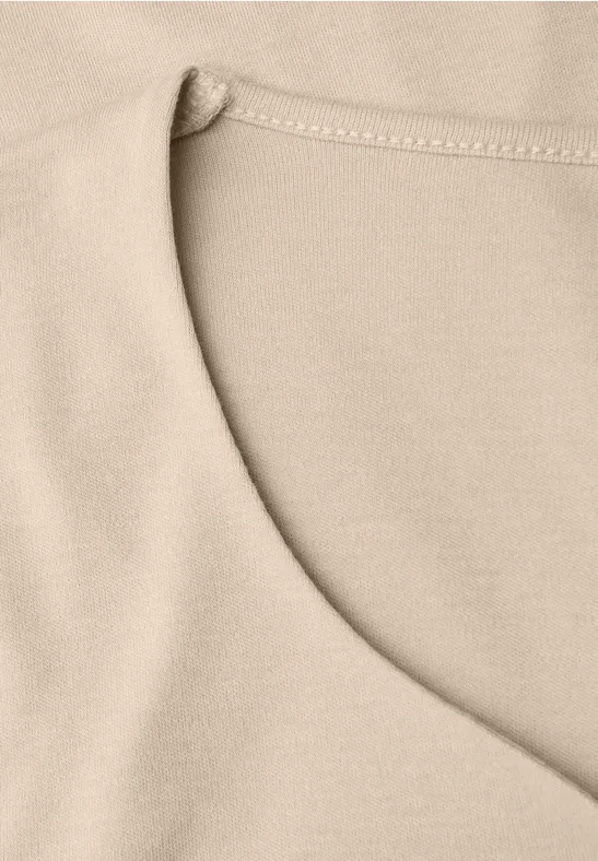 Shirt mit Herzausschnitt cotton beige