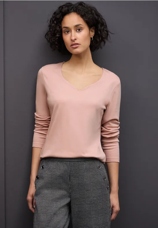 Shirt mit Herzausschnitt faded rose