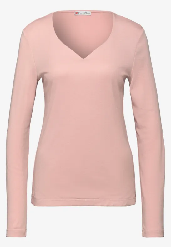 Shirt mit Herzausschnitt faded rose