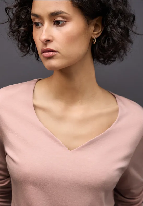 Shirt mit Herzausschnitt faded rose