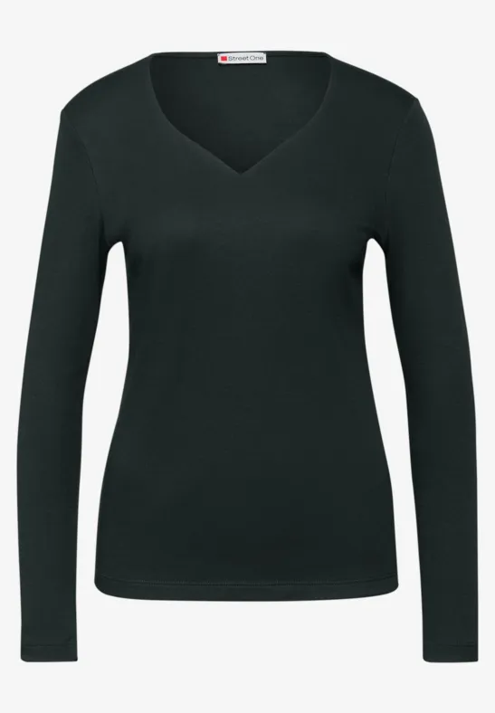 Shirt mit Herzausschnitt evernight green