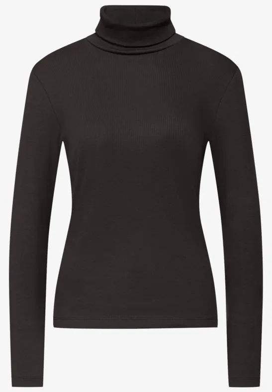 Basic Rollkragenshirt darkest brown