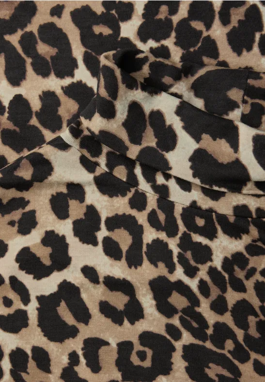 Street One A361724 Dames Midi Rok Leo Wikkel-Look - Dierenprint Met Knoopdetail