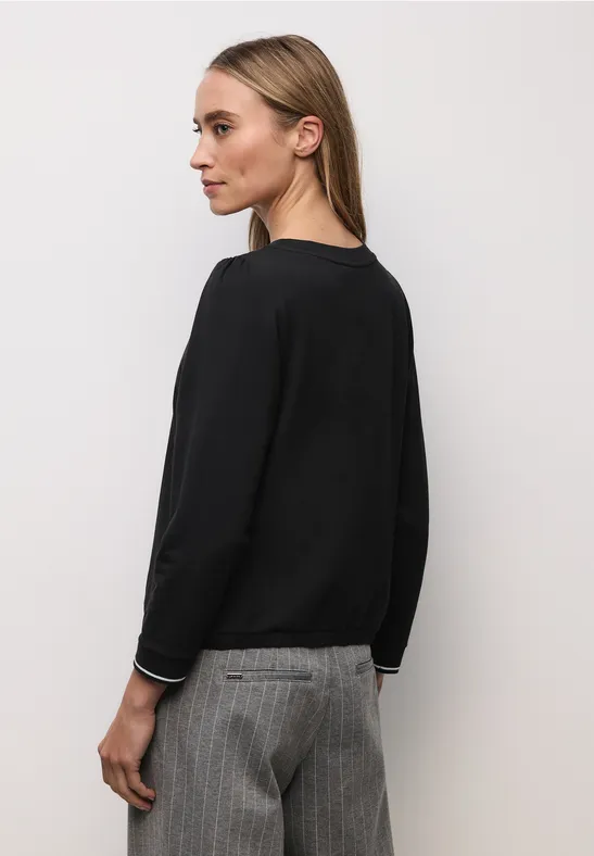 T-shirt doux avec détails côtelés Black