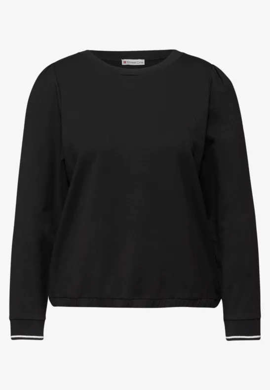 T-shirt doux avec détails côtelés Black