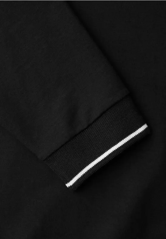 T-shirt doux avec détails côtelés Black