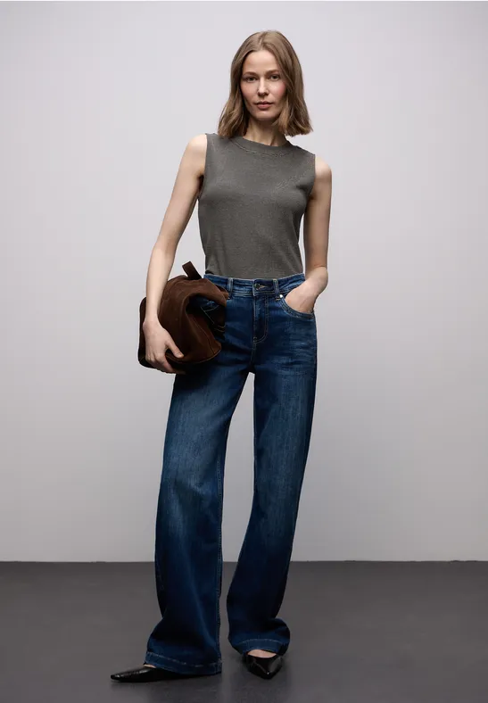 Gestreiftes Basic Top darkest brown