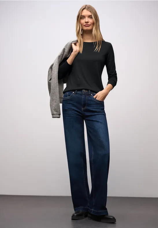 Basic shirt met ronde hals Black