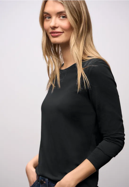 Basic shirt met ronde hals Black
