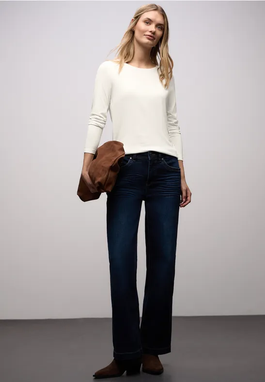 Basic Rundhalsshirt off white