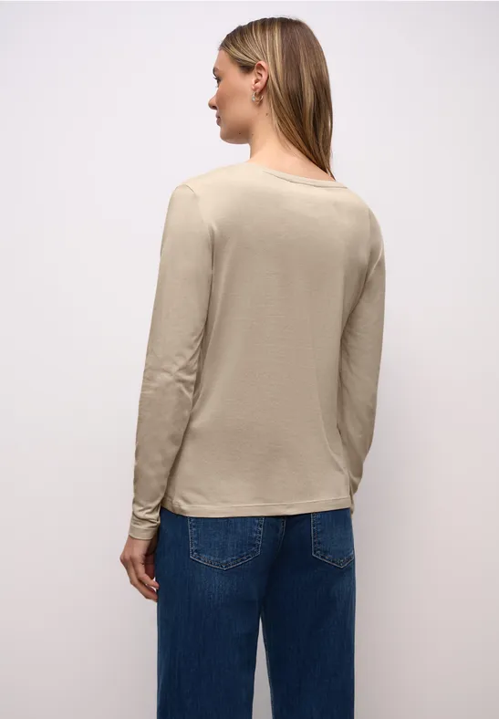 Basic shirt met ronde hals cotton beige