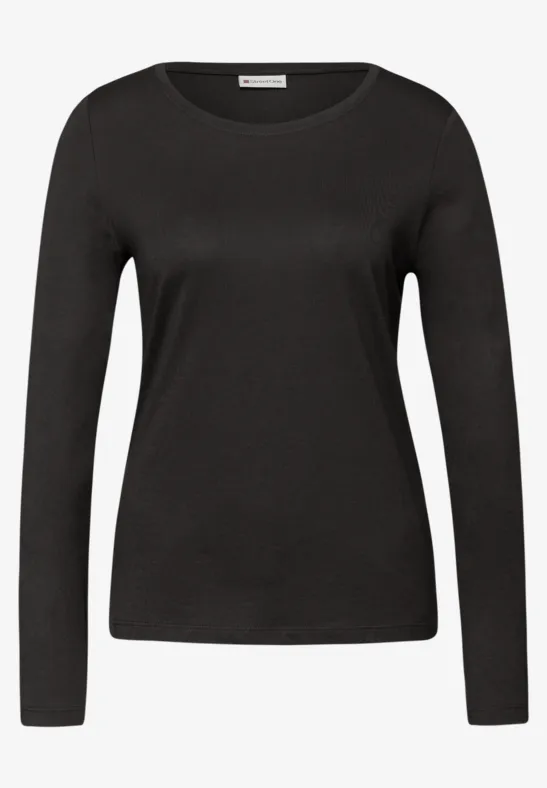 Basic shirt met ronde hals darkest brown