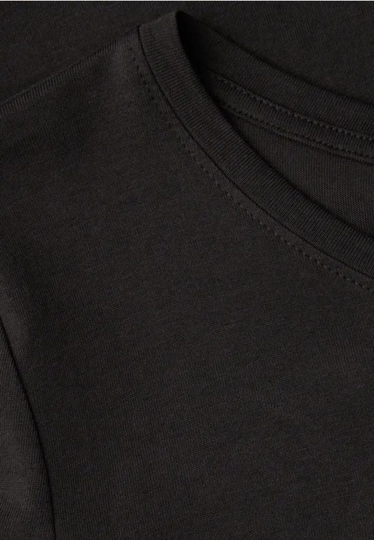 Basic shirt met ronde hals darkest brown