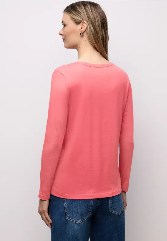 Basic Rundhalsshirt striking coral