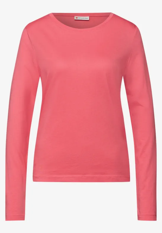 Basic Rundhalsshirt striking coral