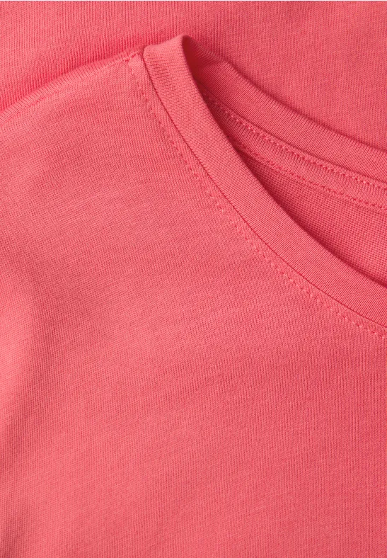 Basic Rundhalsshirt striking coral