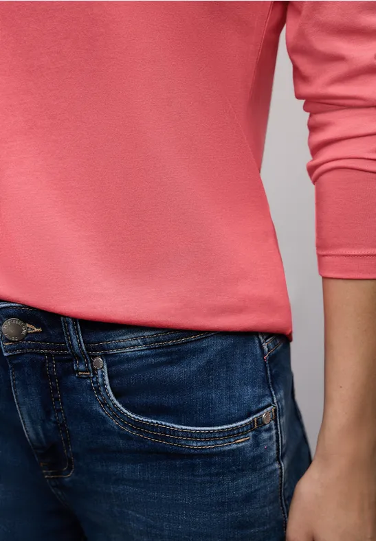 Basic Rundhalsshirt striking coral