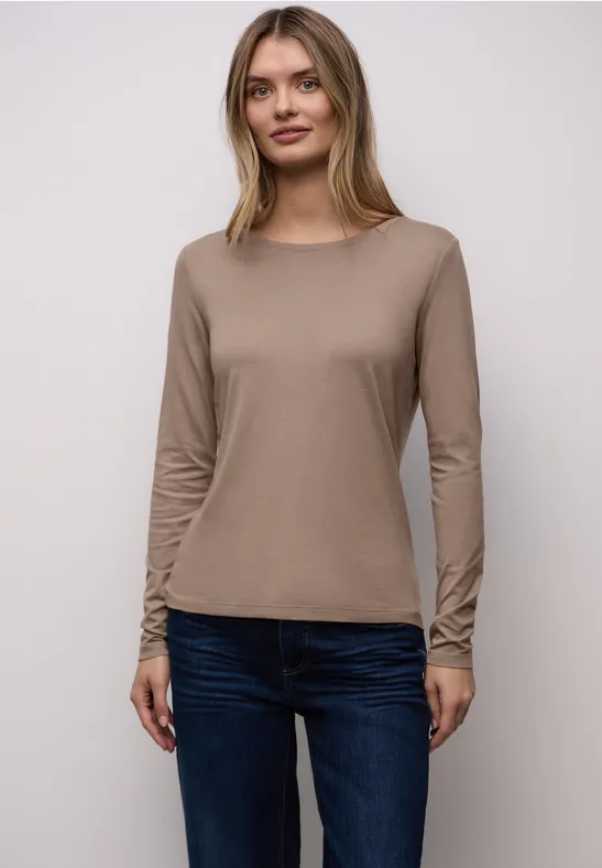 Basic Rundhalsshirt light terra mocha