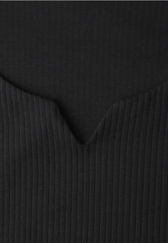 T-shirt basique avec structure côtelée Black