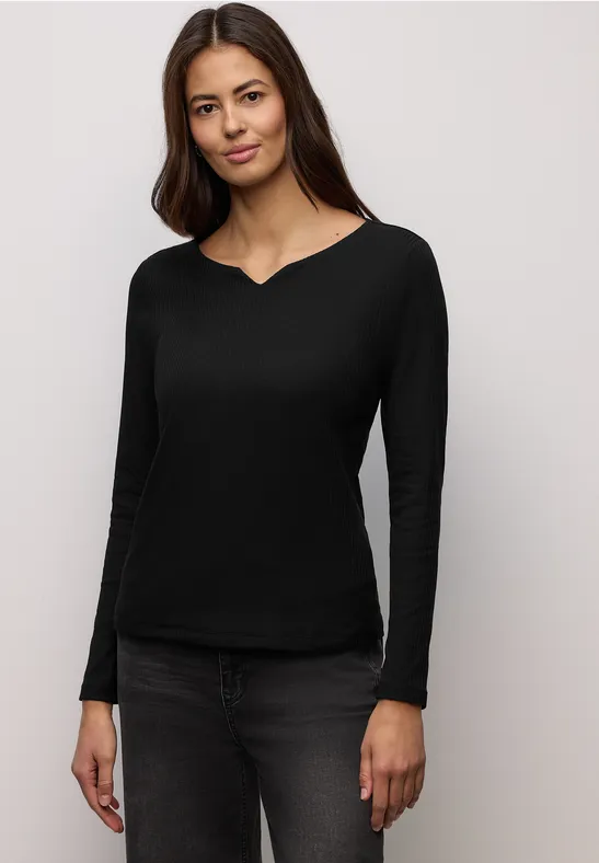 T-shirt basique avec structure côtelée Black