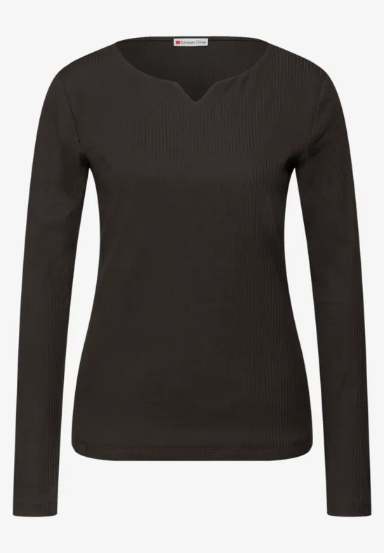 T-shirt basique avec structure côtelée darkest brown