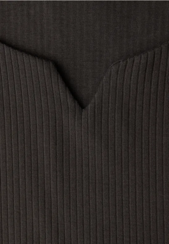 T-shirt basique avec structure côtelée darkest brown